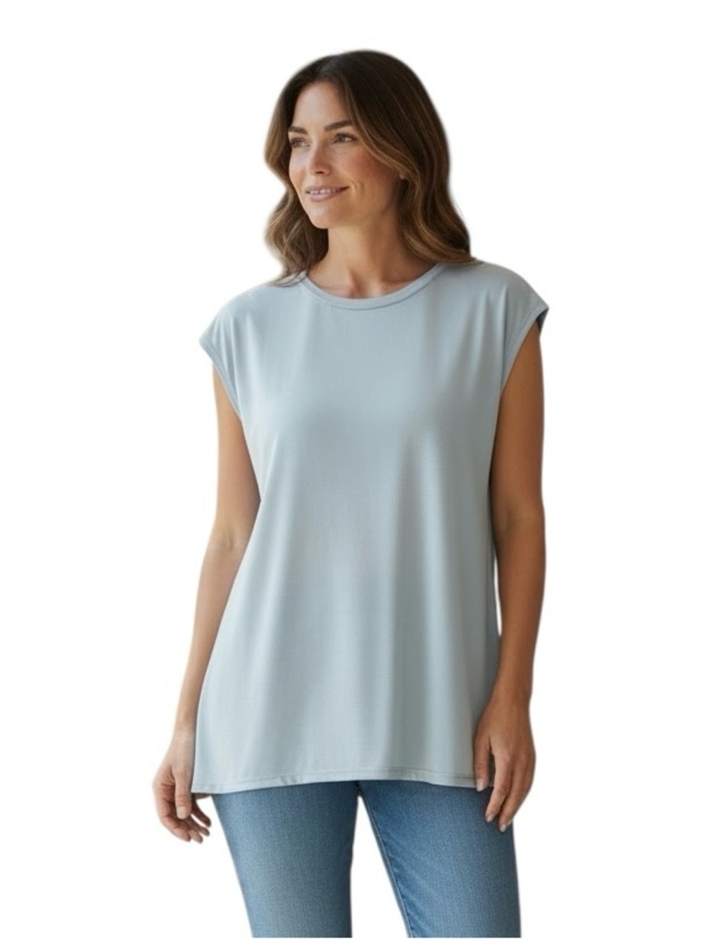 GAP Women's Light Blue Relaxed Tank Top With Sheer Back Panel size Medium